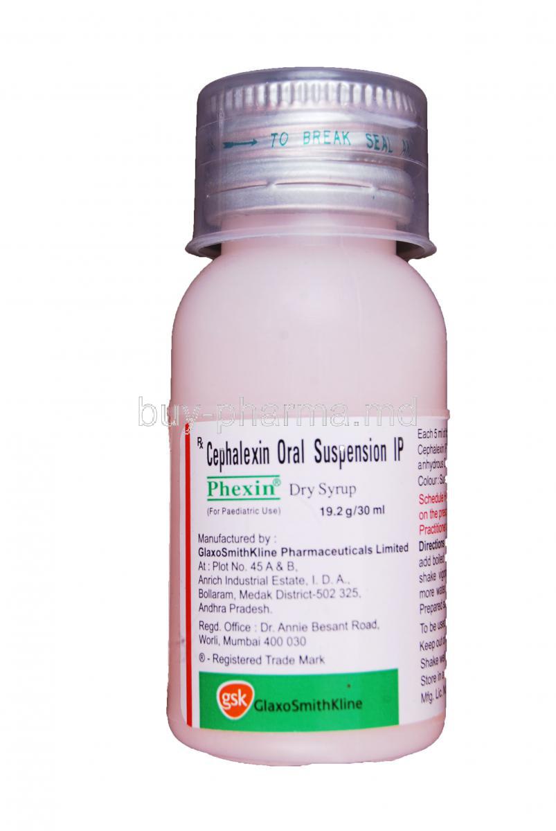 Phexin Dry Syrup, Cephalexin Oral Suspension Bottle