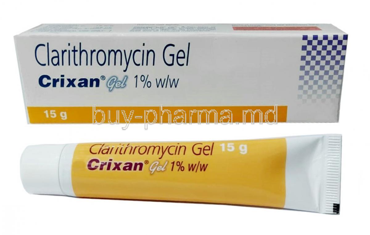 Crixan Gel, Clarithromycin 1% ww,  Gel 15g, Box, Tube