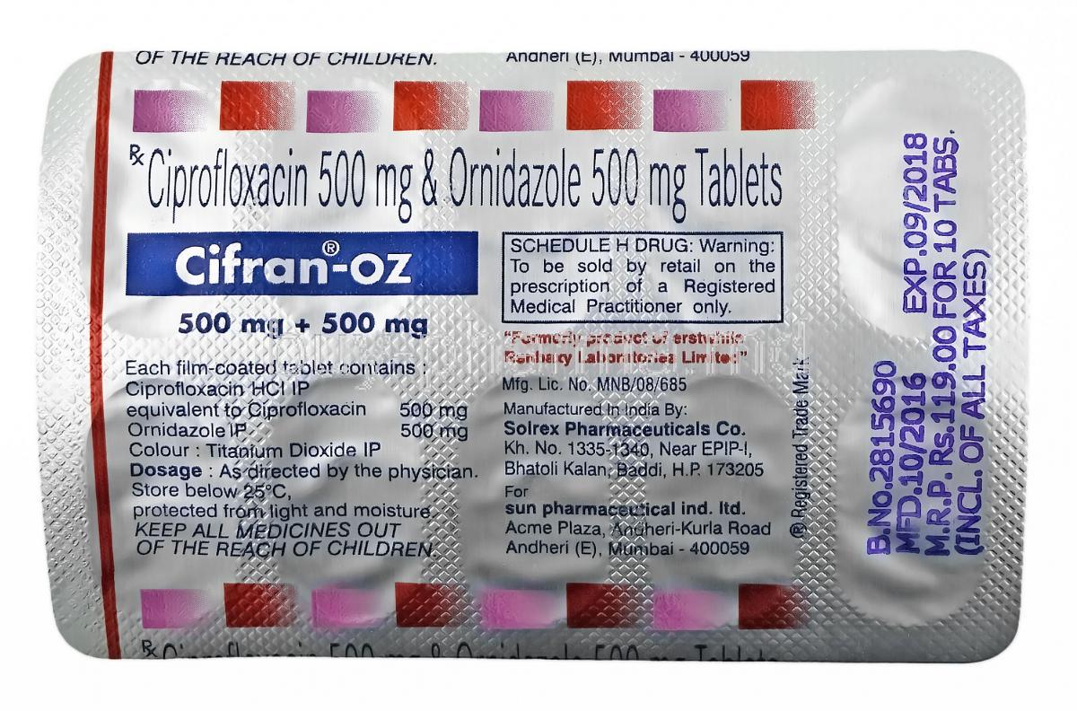 Cifran - OZ, Ciprofloxacin and Ornidazole