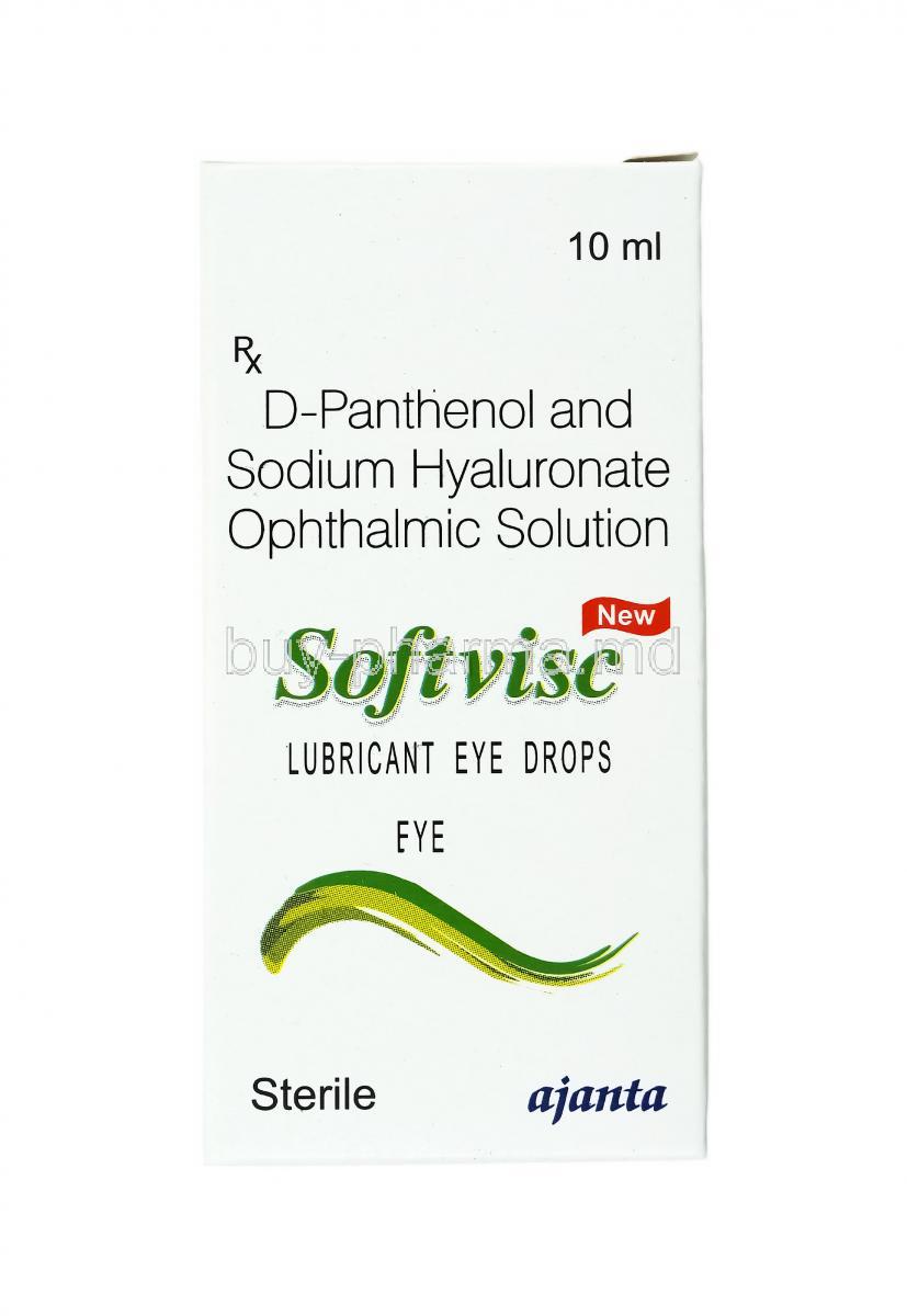 Softvisc Lubricant Eye Drop, Sodium Hyaluronate and D-Panthenol