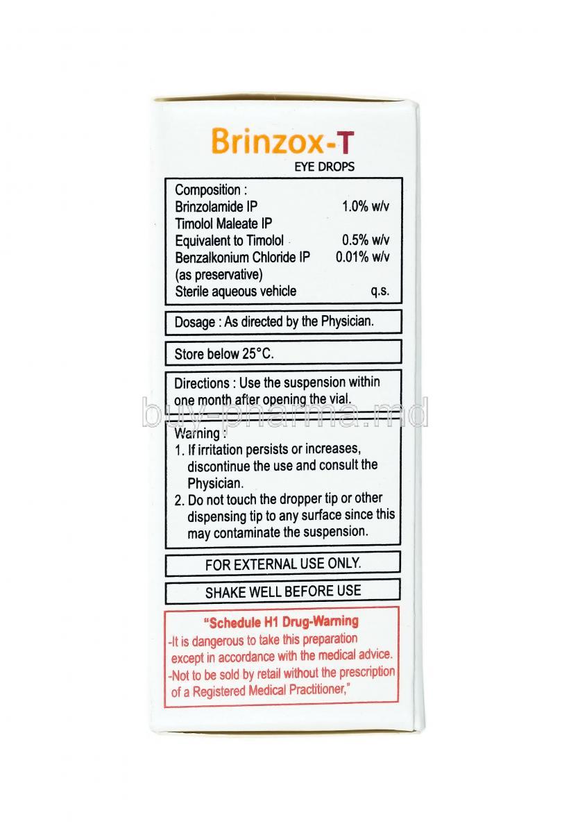 Brinzox T Eye Drop, Brinzolamide and Timolol