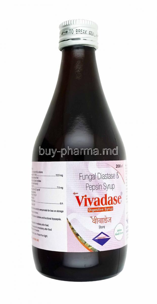 New Vivadase Syrup, Fungal Diastase, Pepsin and Sorbitol bottle