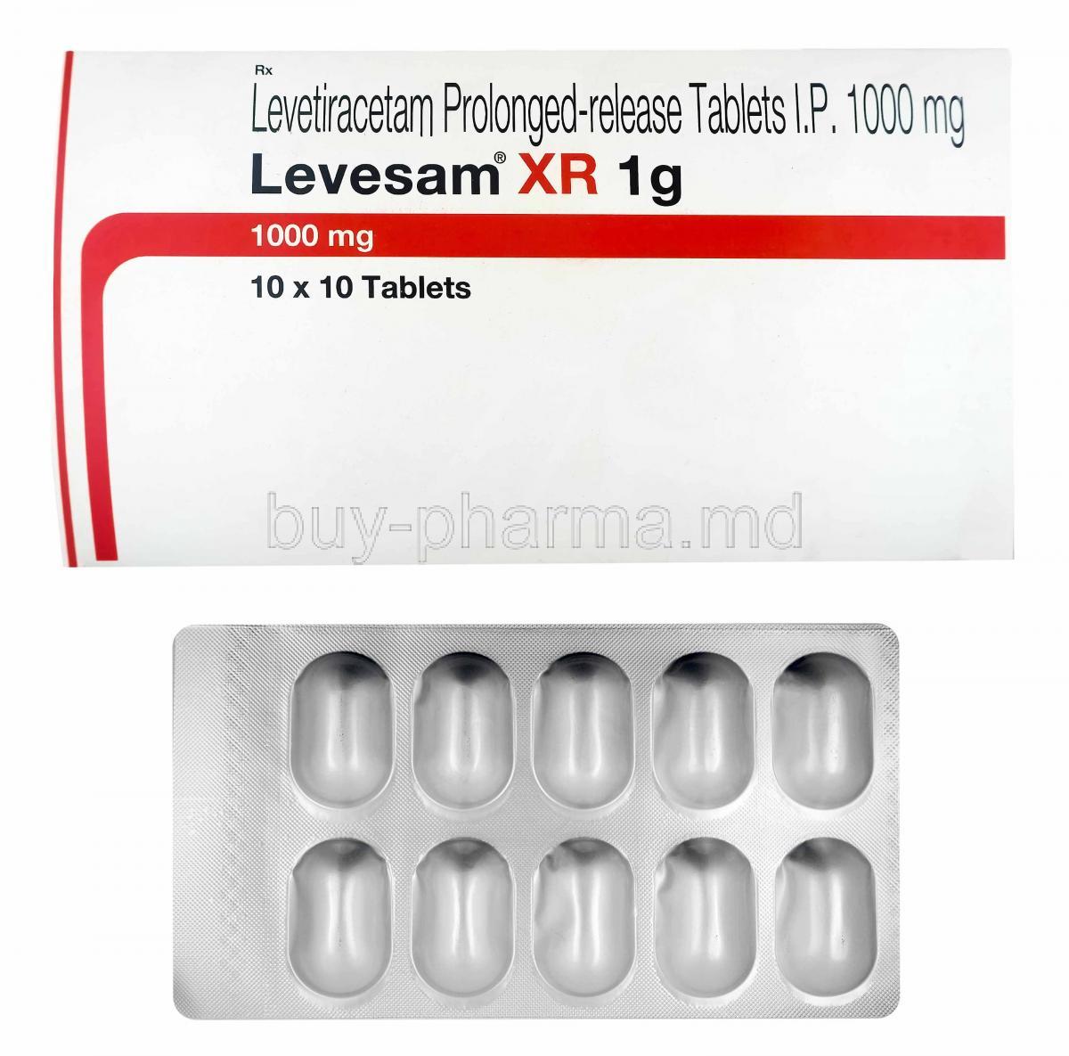Levesam, Levetiracetam 1000mg box and tablets