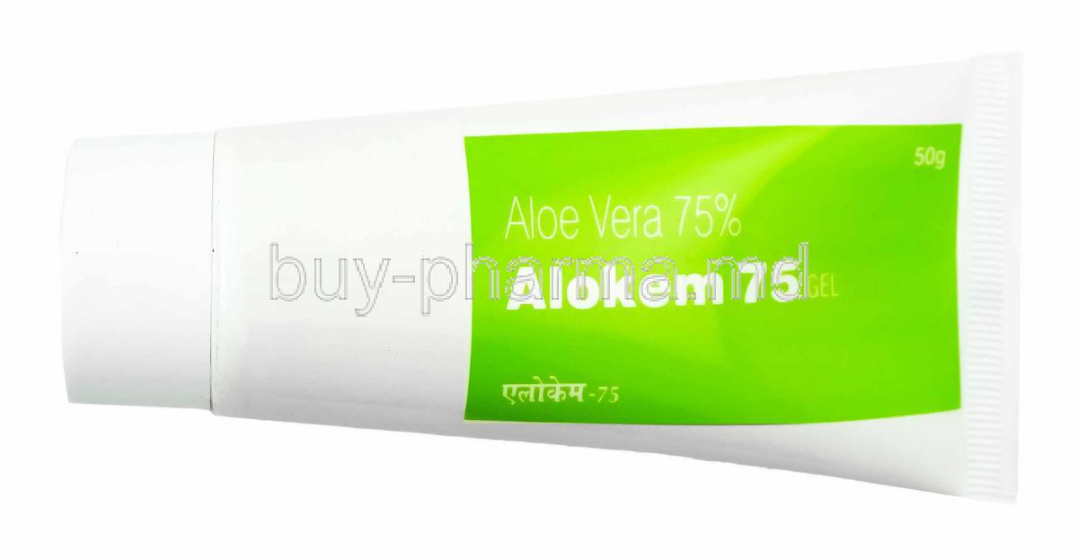 Alokem Gel, Aloe Vera Extract, Pongamia Extract, Wheat Germ Extract and Chamomile Extract tube