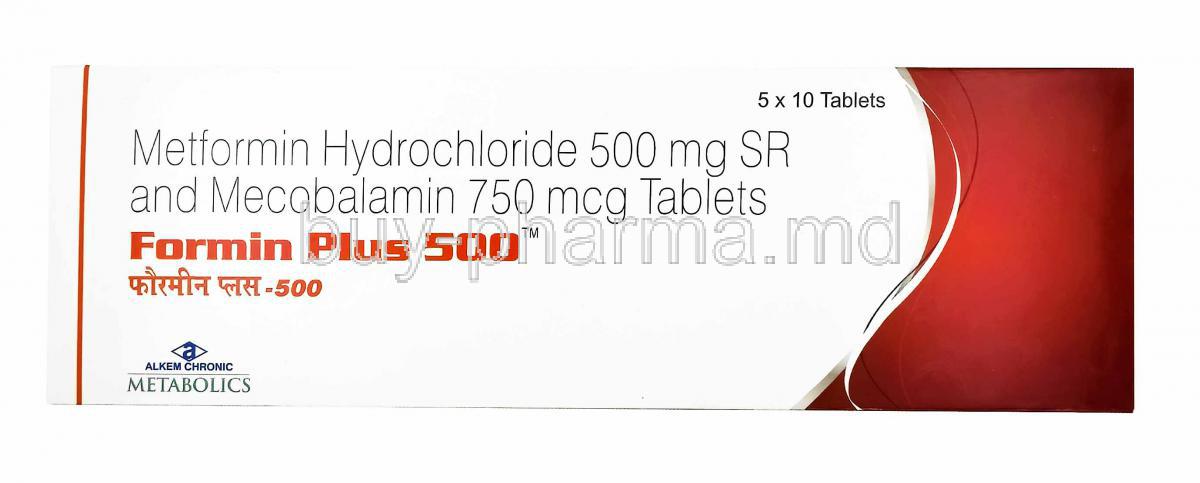 Formin Plus, Metformin and Methylcobalamin 500mg
