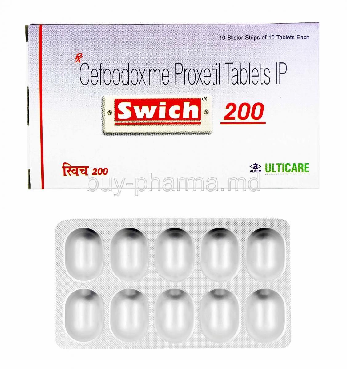 Swich, Cefpodoxime box and tablets