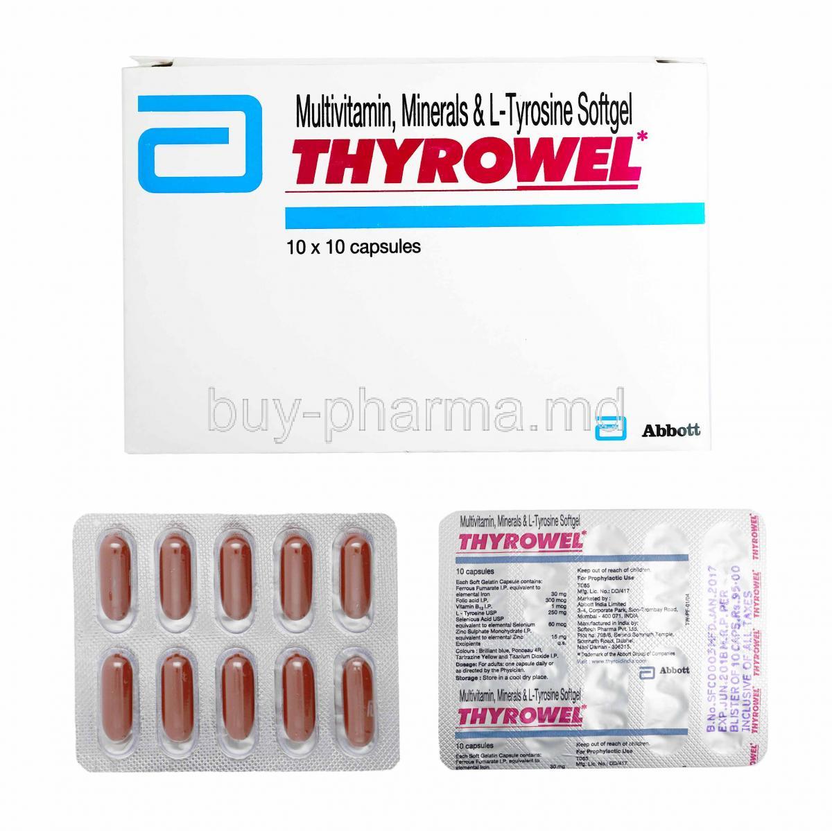 Thyrowel, box and capsules