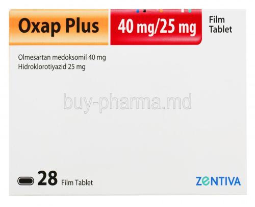 Oxap Plus 40mg/25mg, 28 tablets, Zentiva, box front presentation