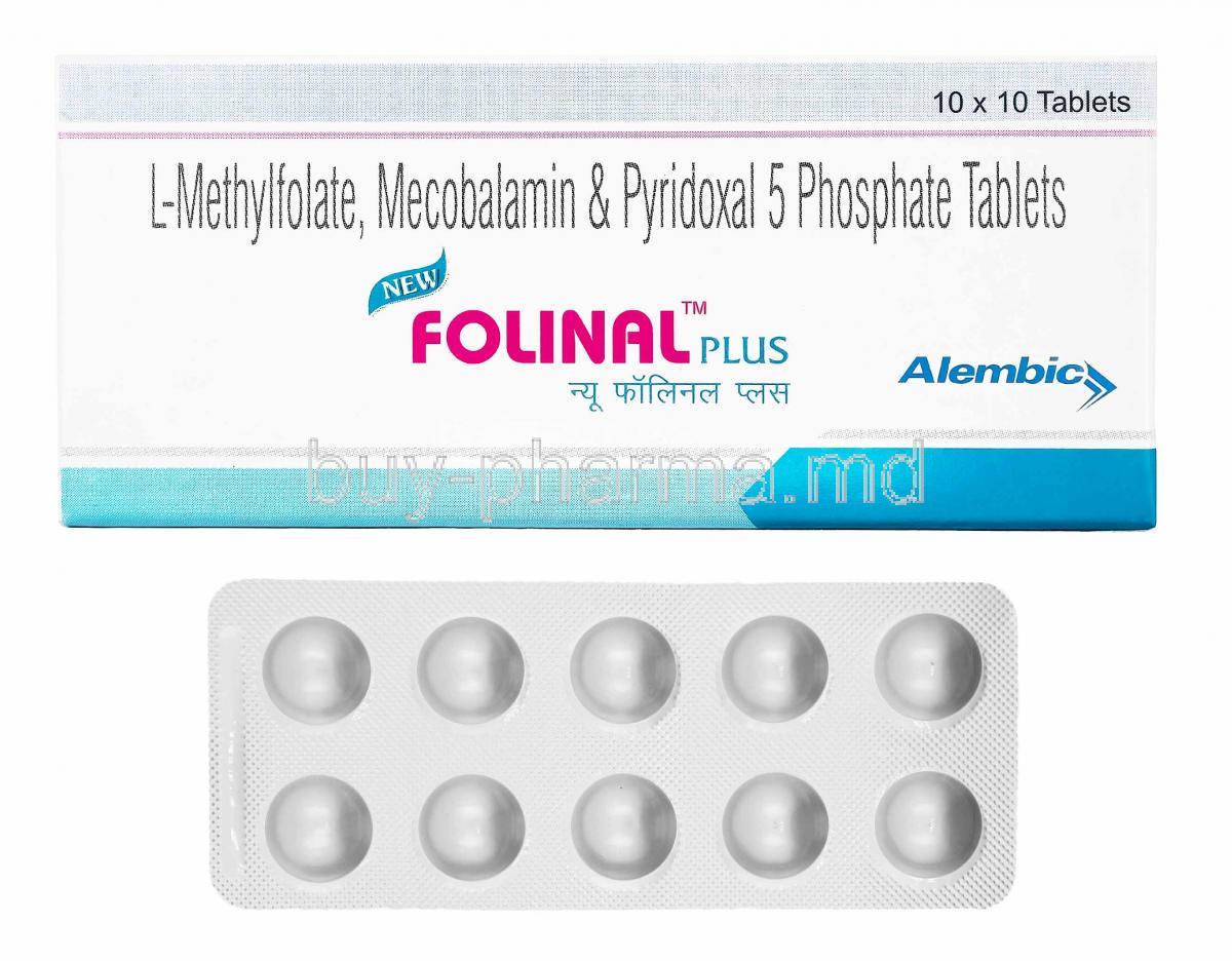 Folinal Plus, L-Methylfolate and Mecobalamin box and tablets