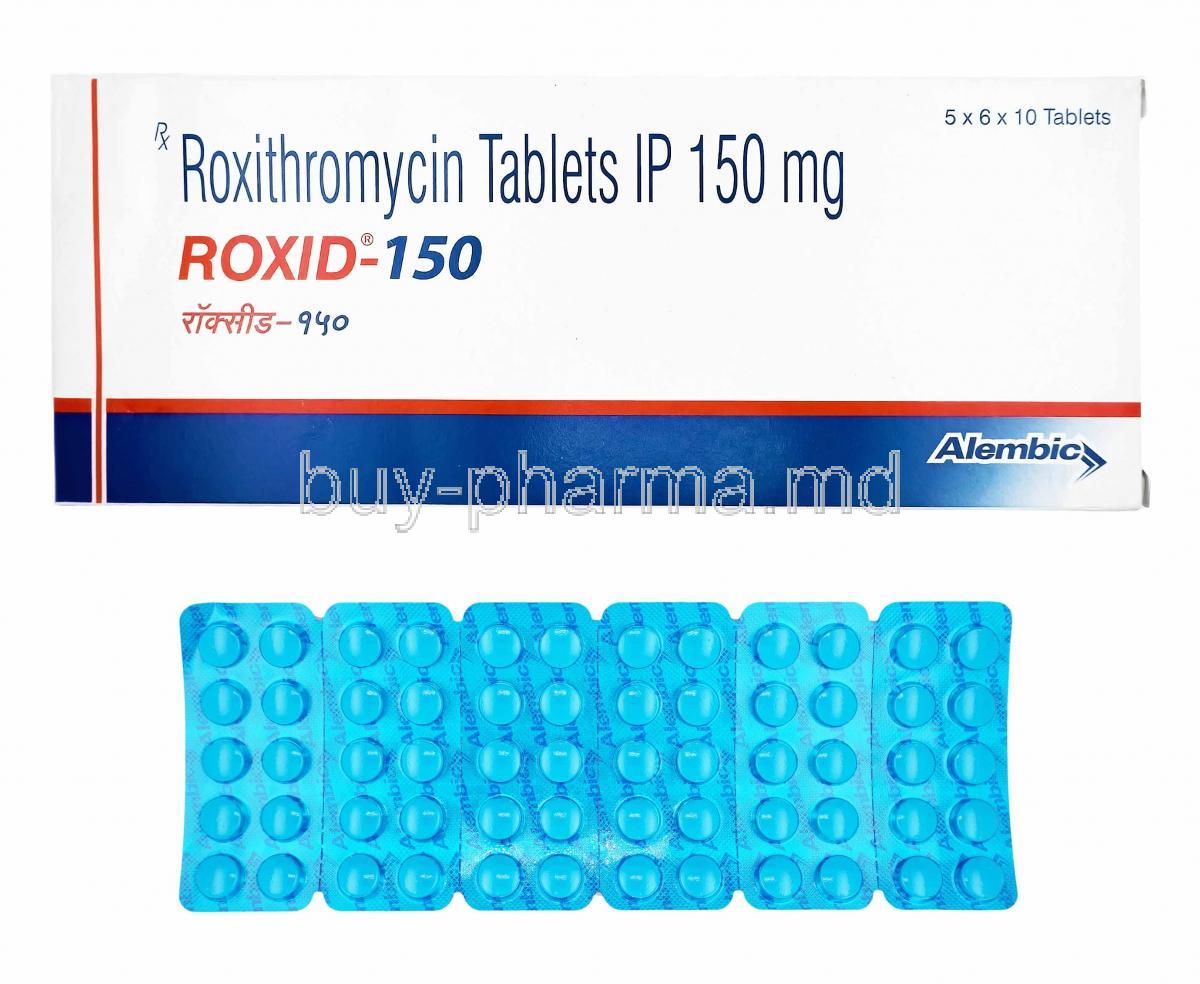 Roxid, Roxithromycin 150mg box and tablets