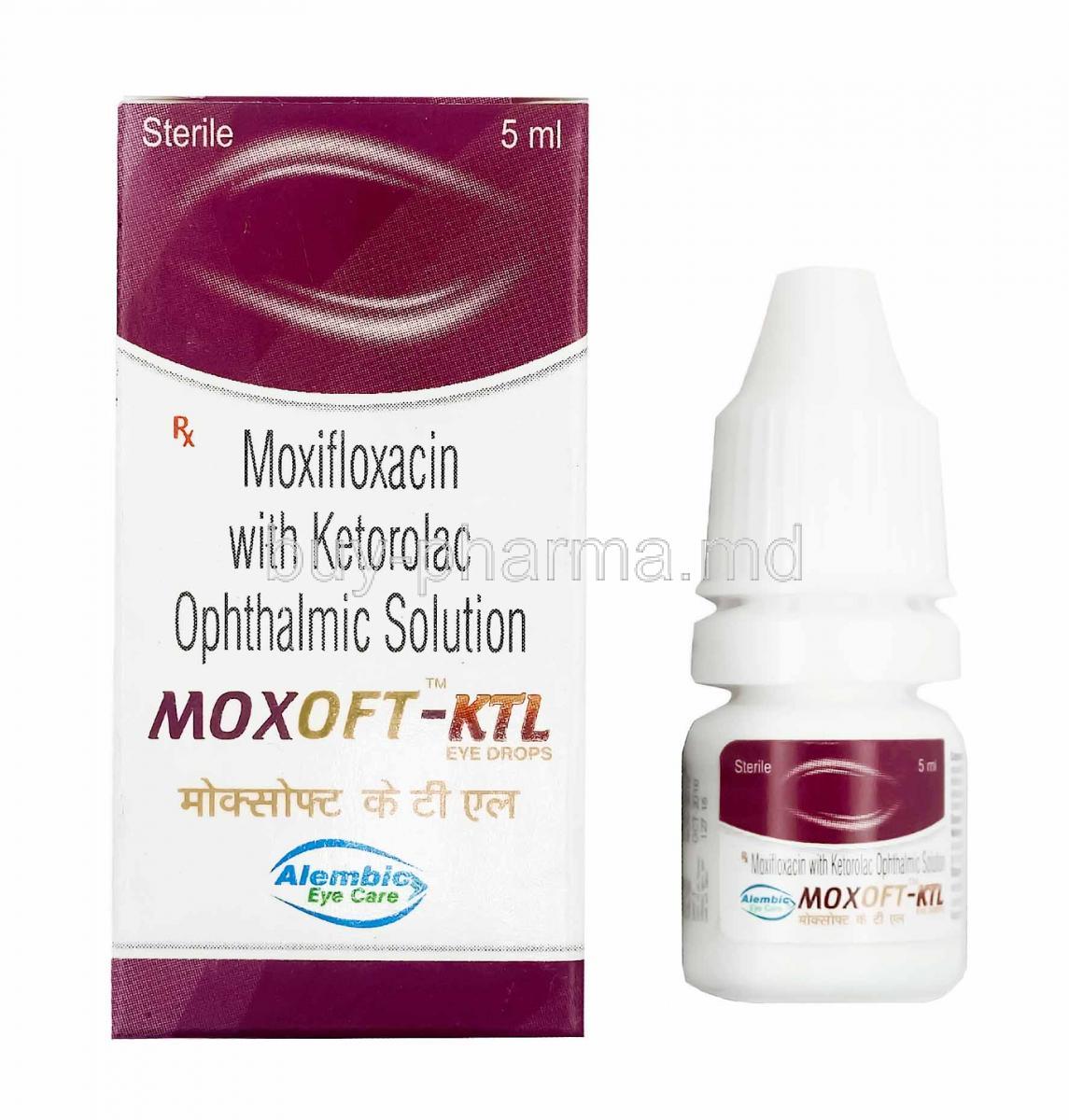 Moxoft KTL Eye Drops, Ketorolac and Moxifloxacin