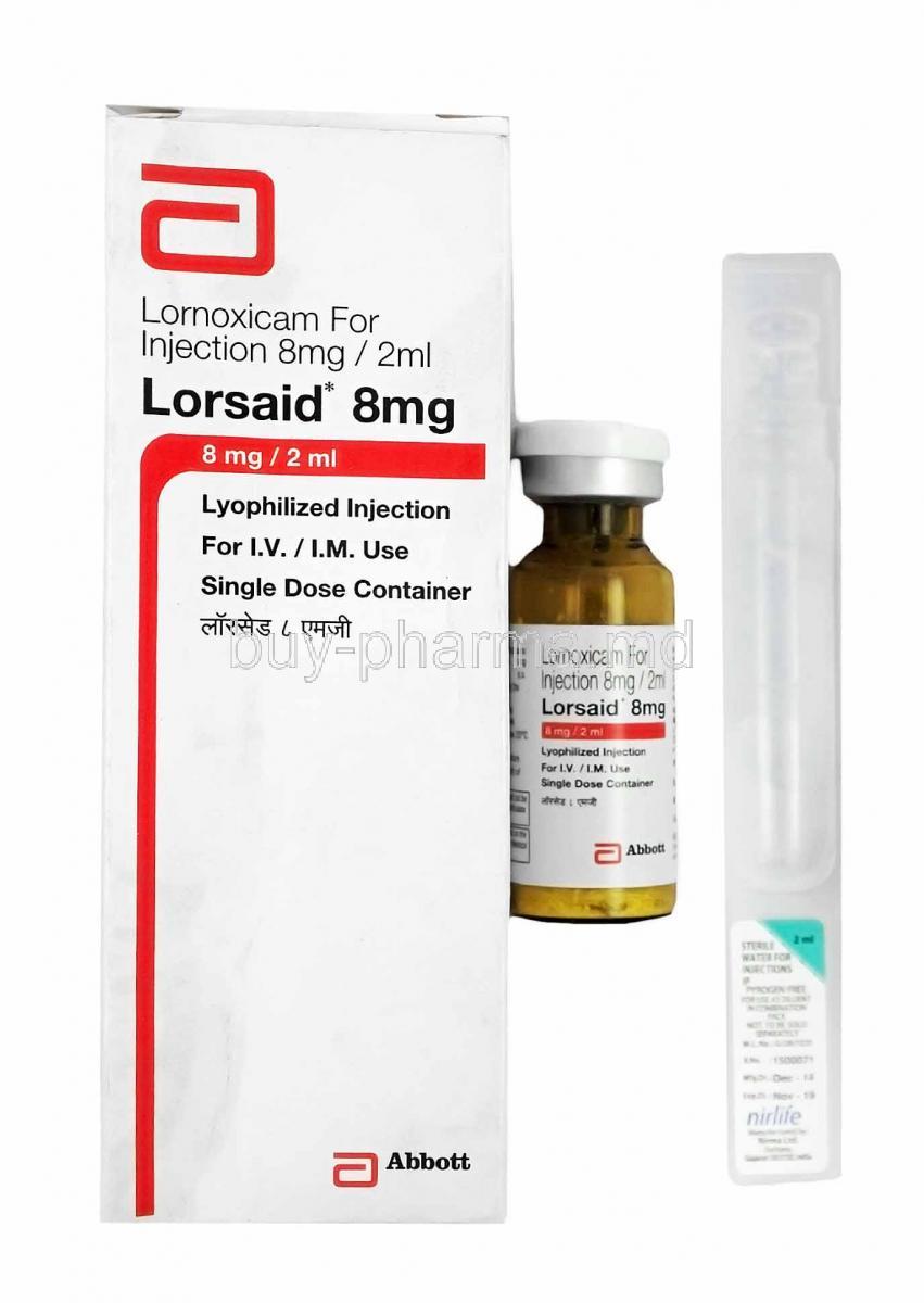 Lorsaid Injection, Lornoxicam box and vial