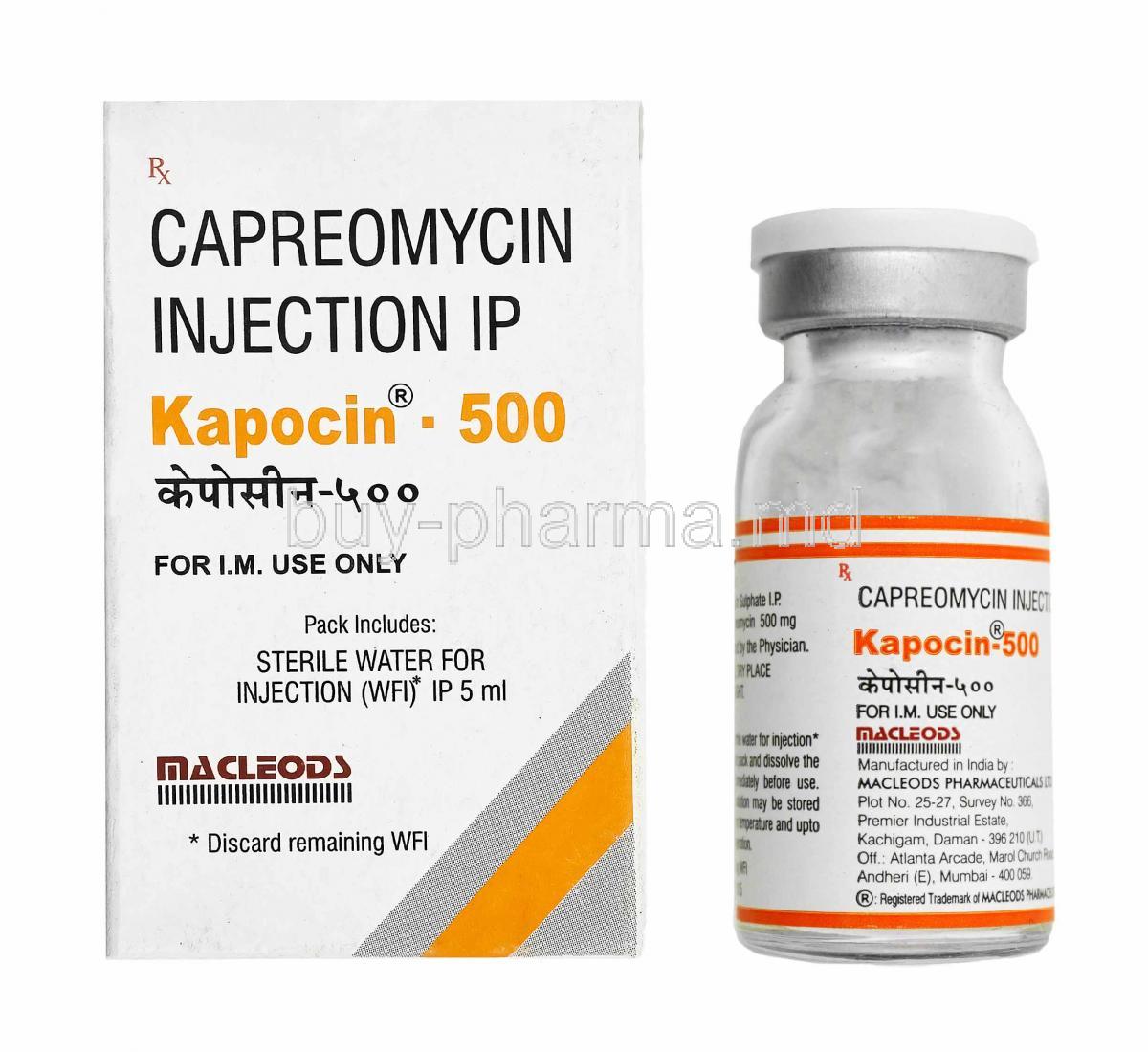 Kapocin Injuection, Capreomycin 500mg box and vial