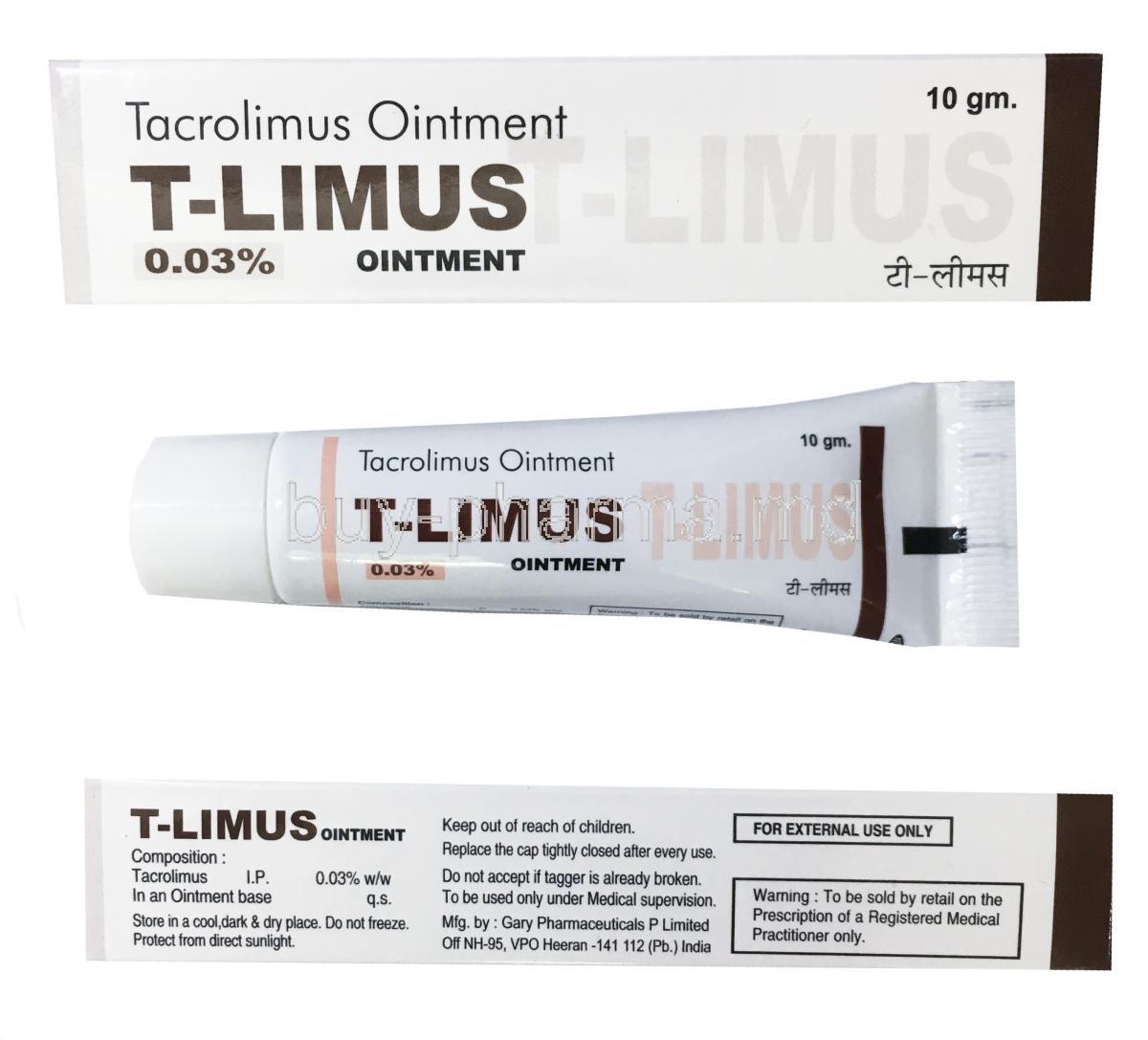 T-Limus, Tacrolimus Ointment 0.03% 10gm
