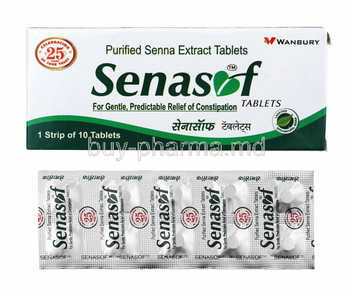 Senasof, Senna Extract box and tablets