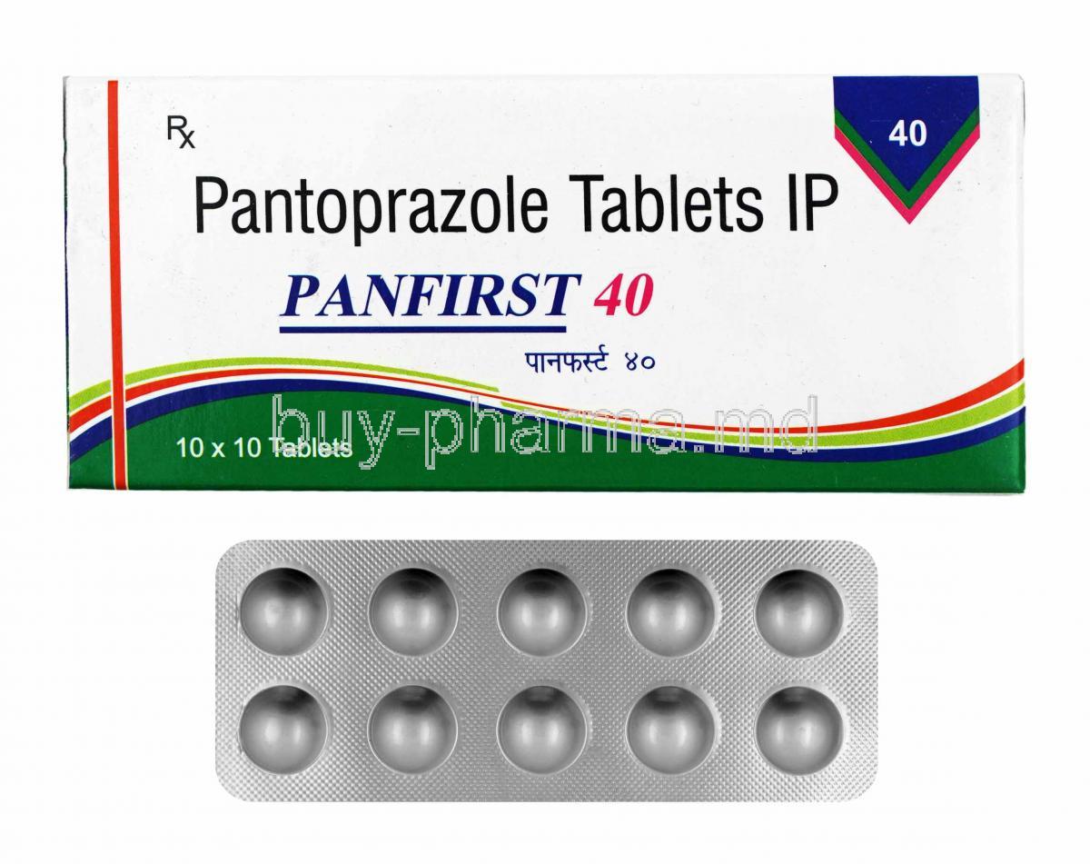 Panfirst, Pantoprazole box and tablets