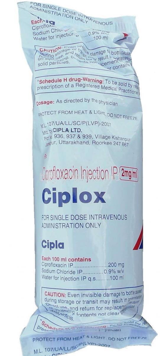 Ciplox, Generic Ciloxan Cipro, Ciprofloxacin Infusion 100ml