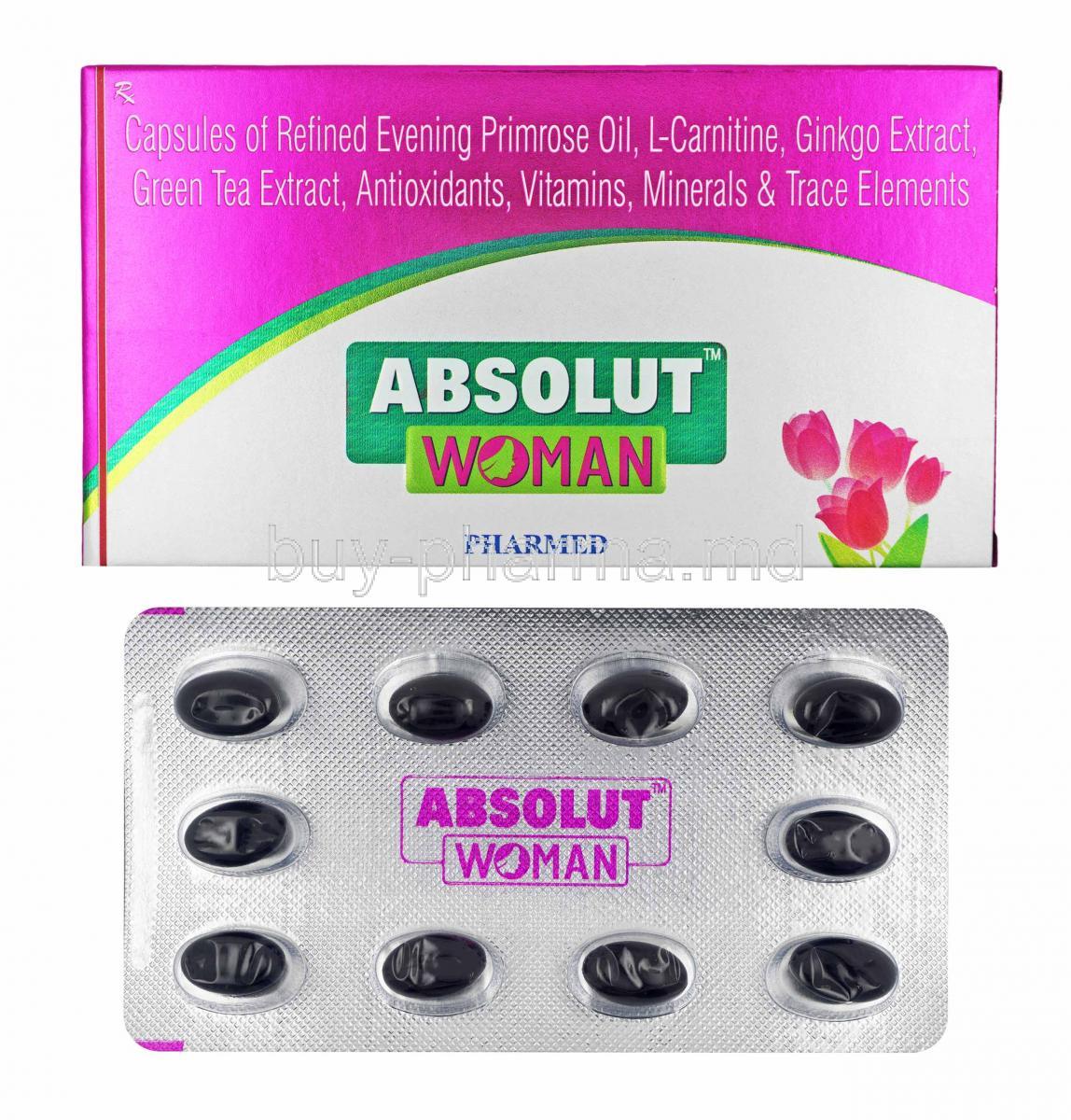 Absolut Woman box and capsules
