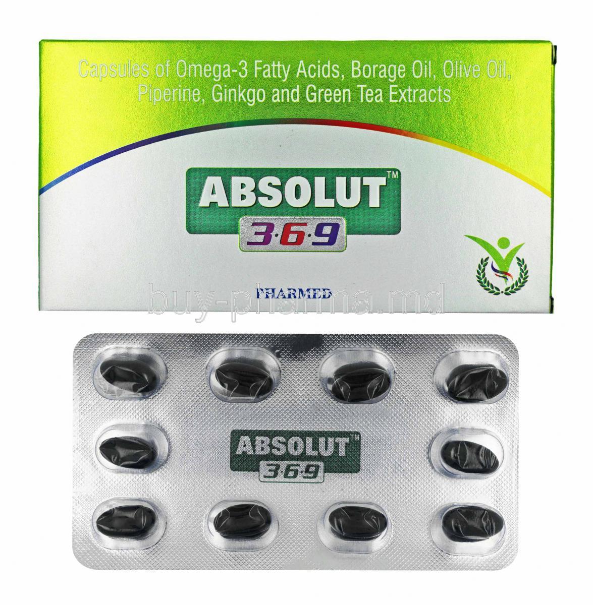 Absolut 3.6.9 box and capsules