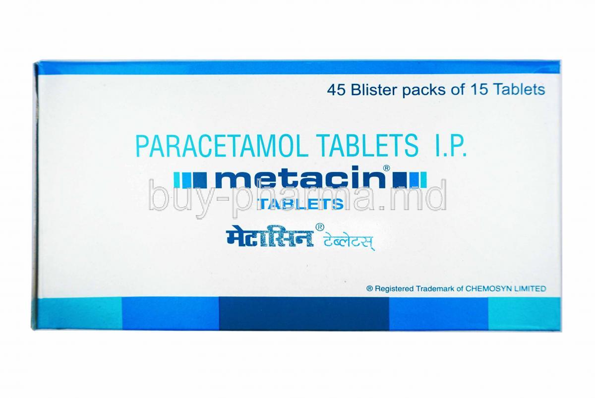 Metacin, Paracetamol 500mg box and tablets