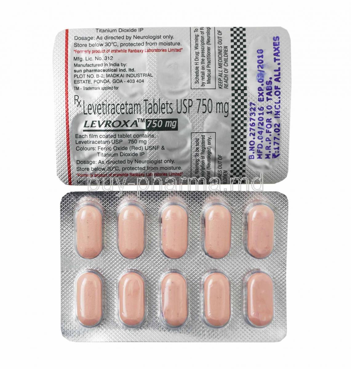 Levroxa, Levetiracetam 750mg tablets