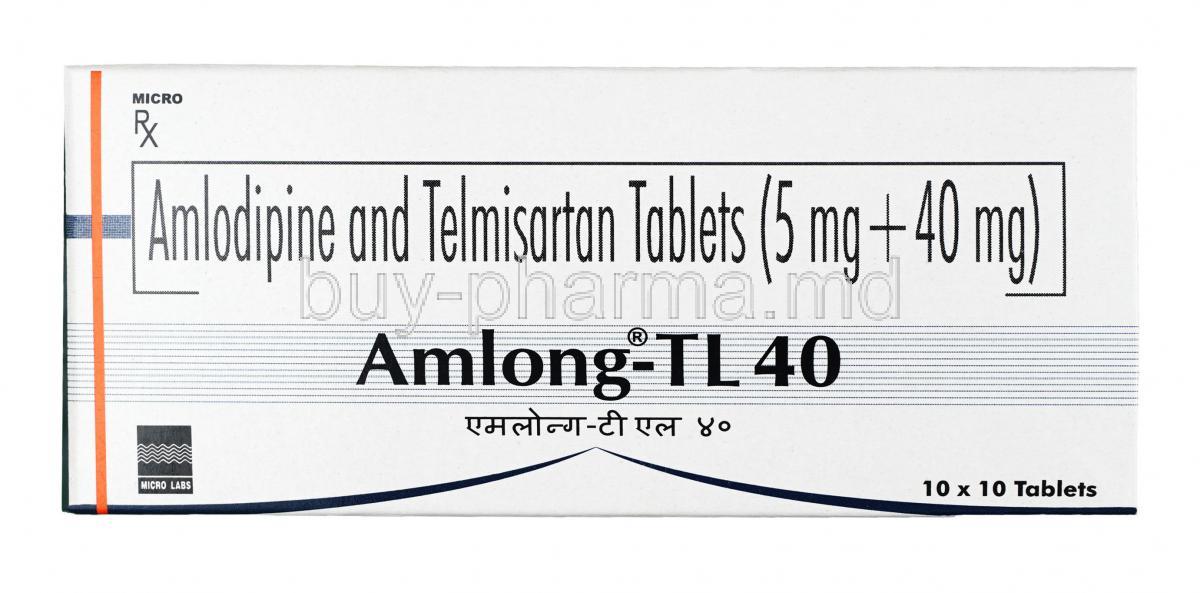 Amlong TL, Telmisartan 40mg + Amlodipine 5mg, Tablet, box
