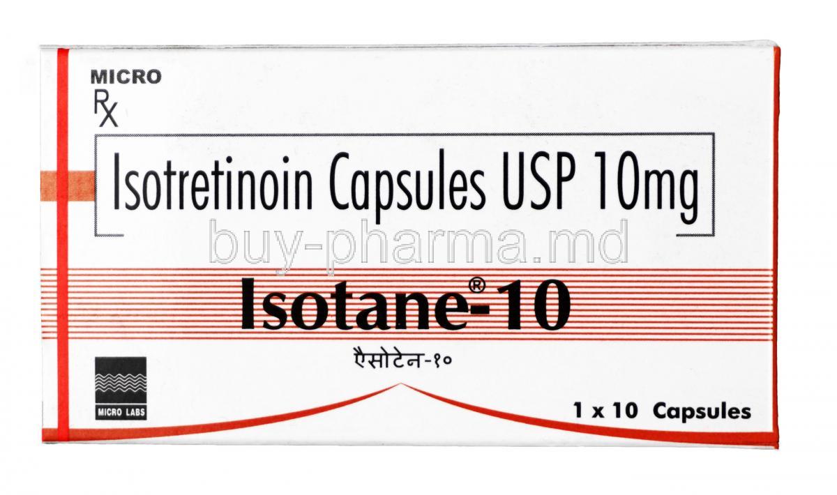 Isotane, Isotretinoin 10 mg, Capsule, box
