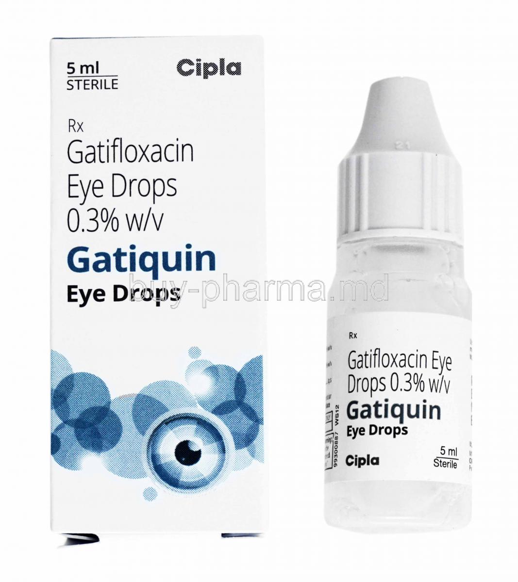 Gatiquin Eye Drop, Gatifloxacin box and bottle