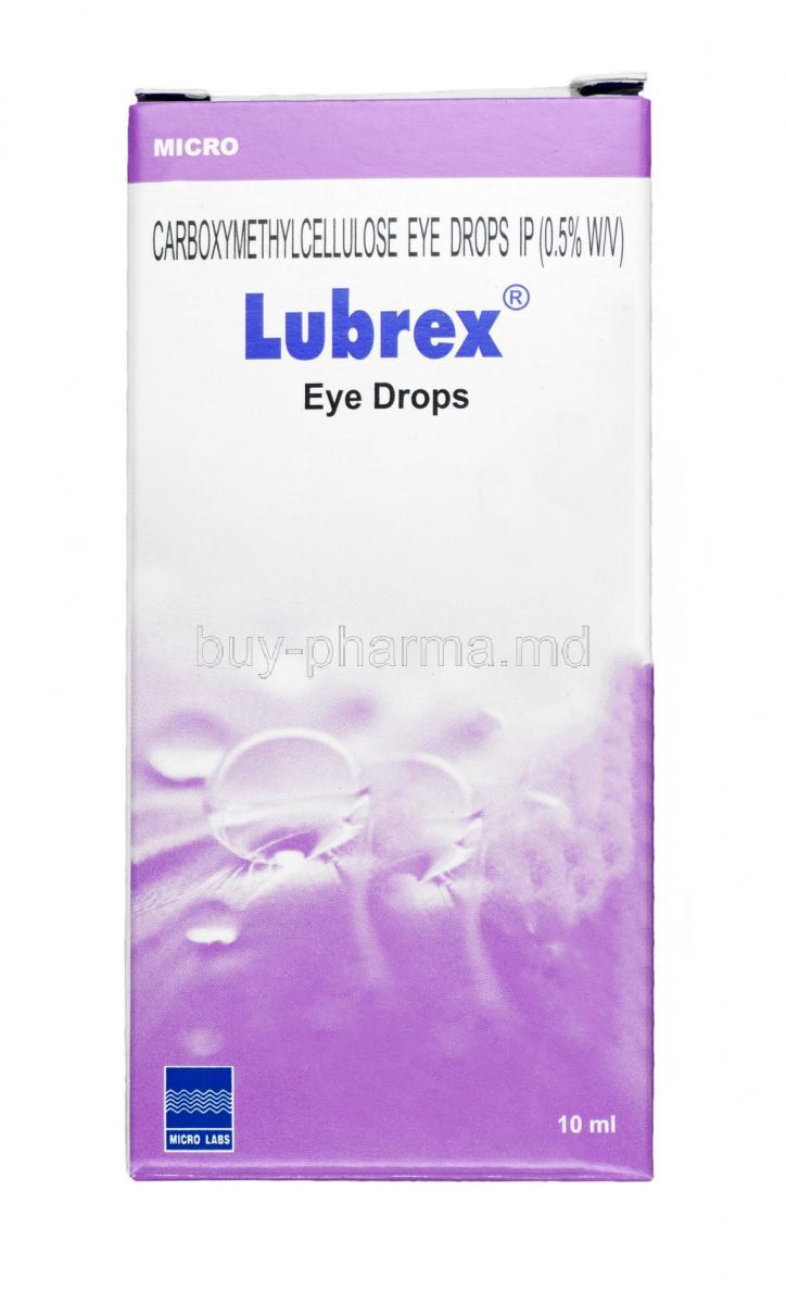 Lubrex Eye Drop, Carboxymethylcellulose 0.5 % wv,10ml, Box