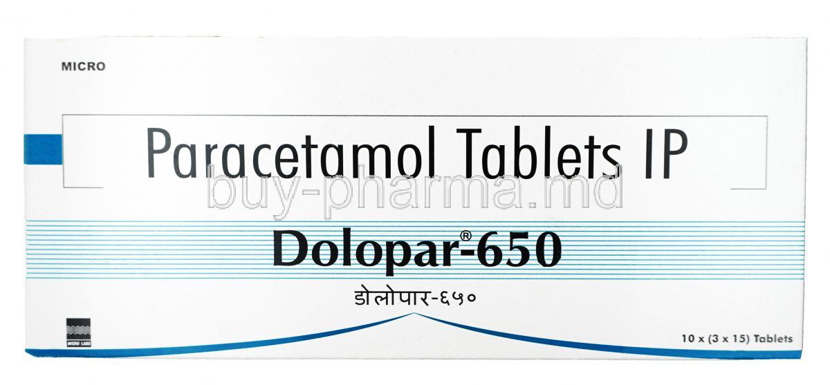 Dolopar, Paracetamol 650mg, Tablet, Box