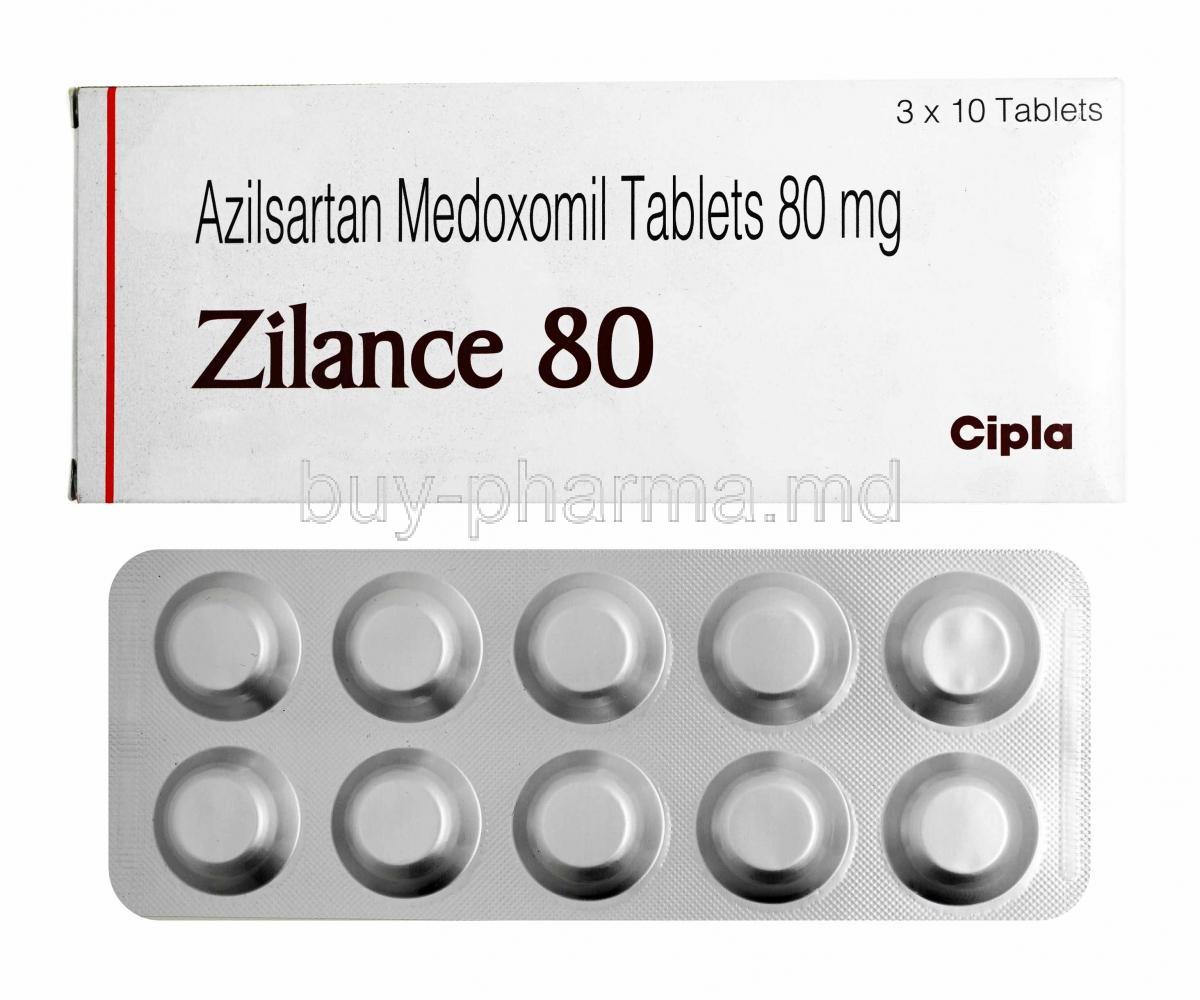 Zilance, Azilsartan 80mg box and tablets