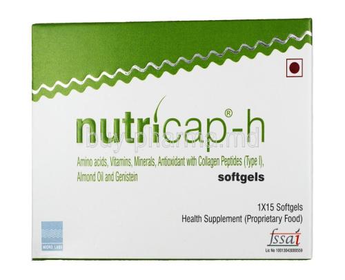 Nutricap-H, Natural extracts, oils, Vitamins, Amino acids and Minerals, Soft gel capsule, Box