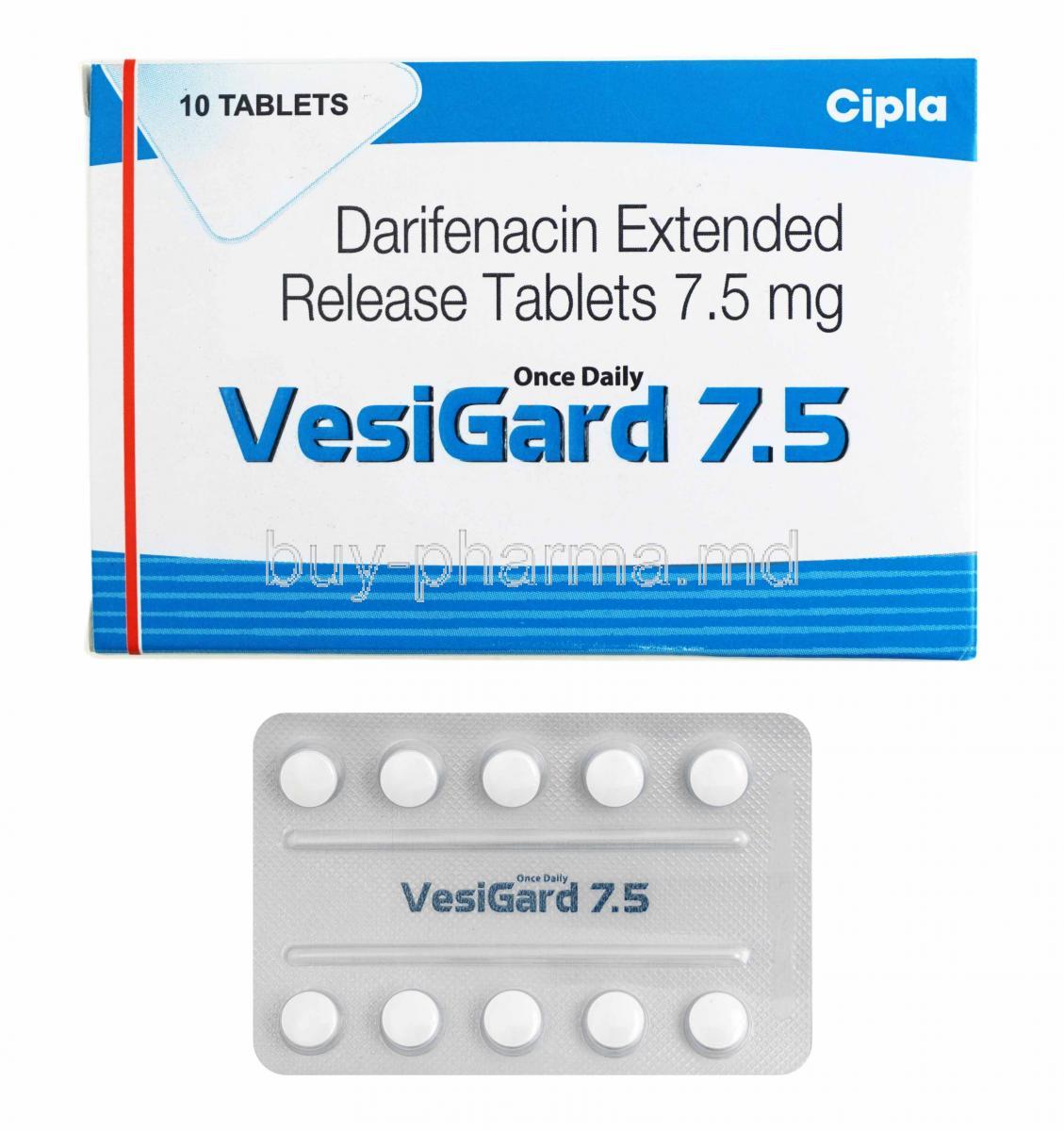 VesiGard, Darifenacin 7.5mg box and tablets