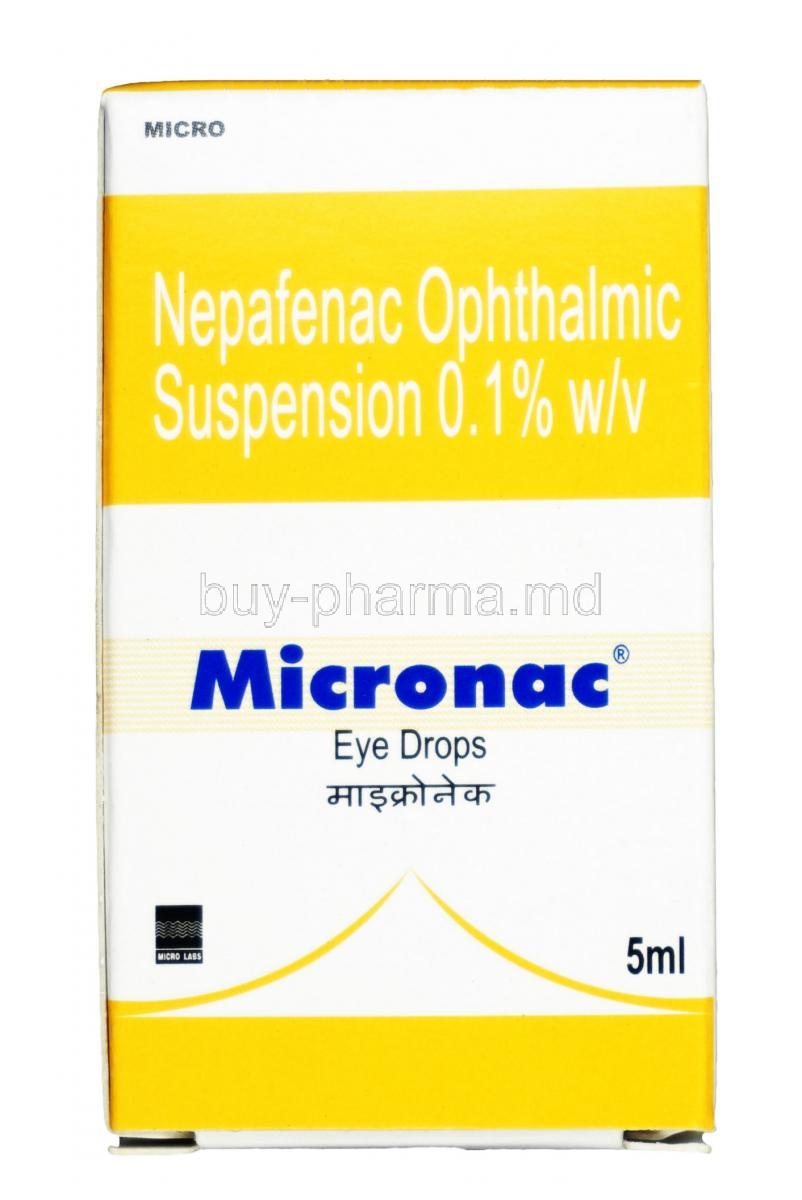 Micronac Eye Drop, Nepafenac 0.10% Eyedrop 5ml, Box