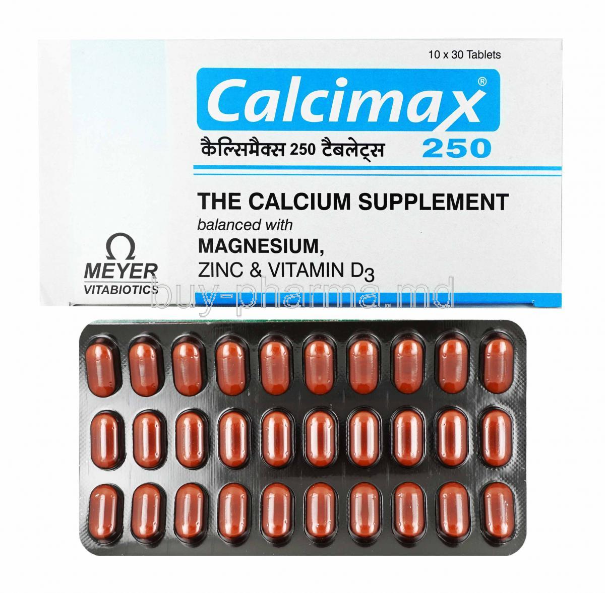 Calcimax box and tablets