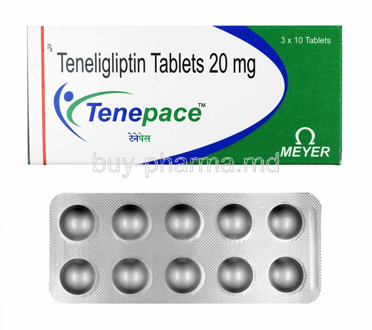 Tenepace, Teneligliptin 20mg box and tablets