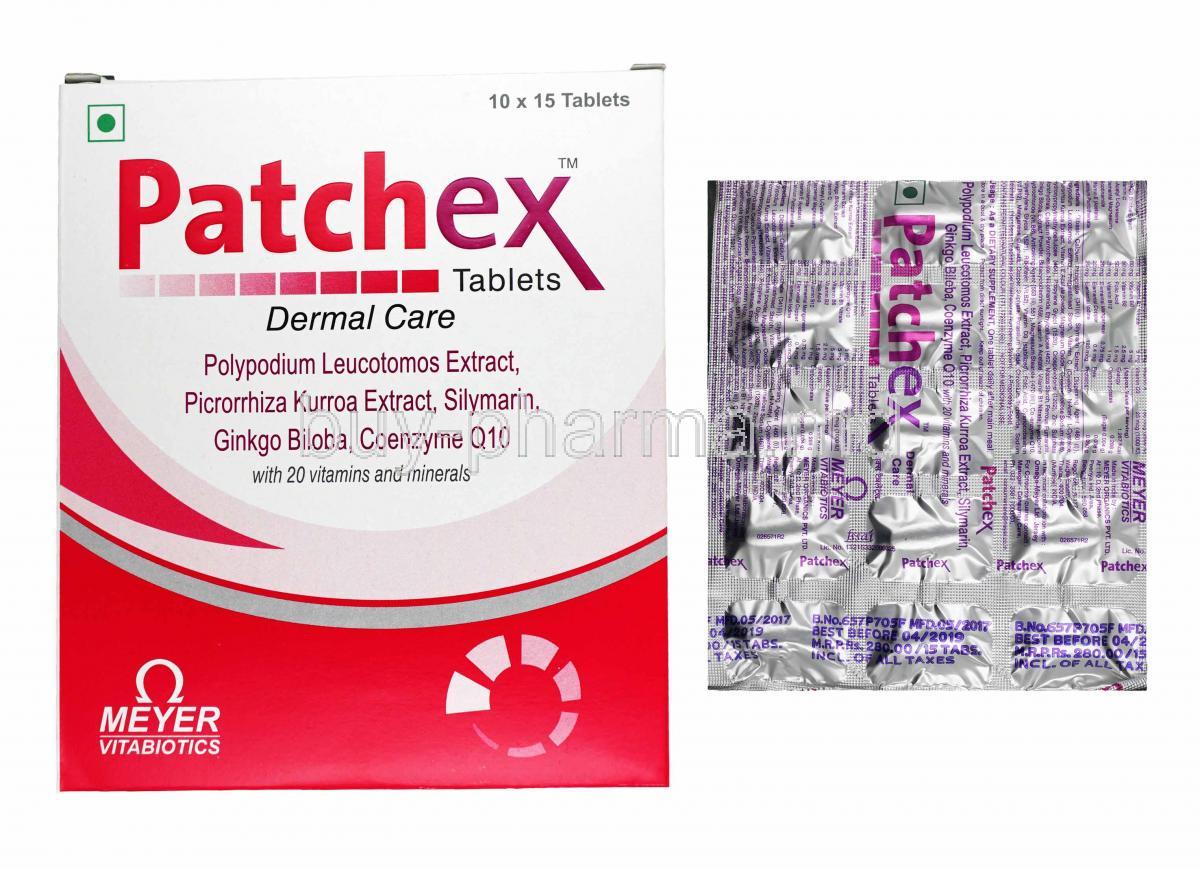 Patchex box and tablets