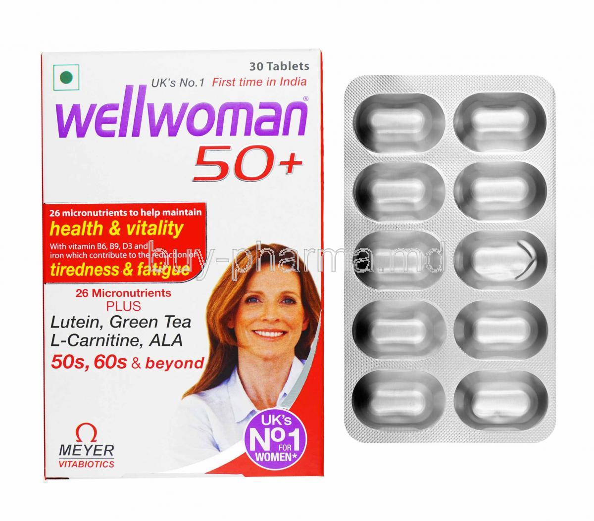 Wellwoman 50+ box and capsules