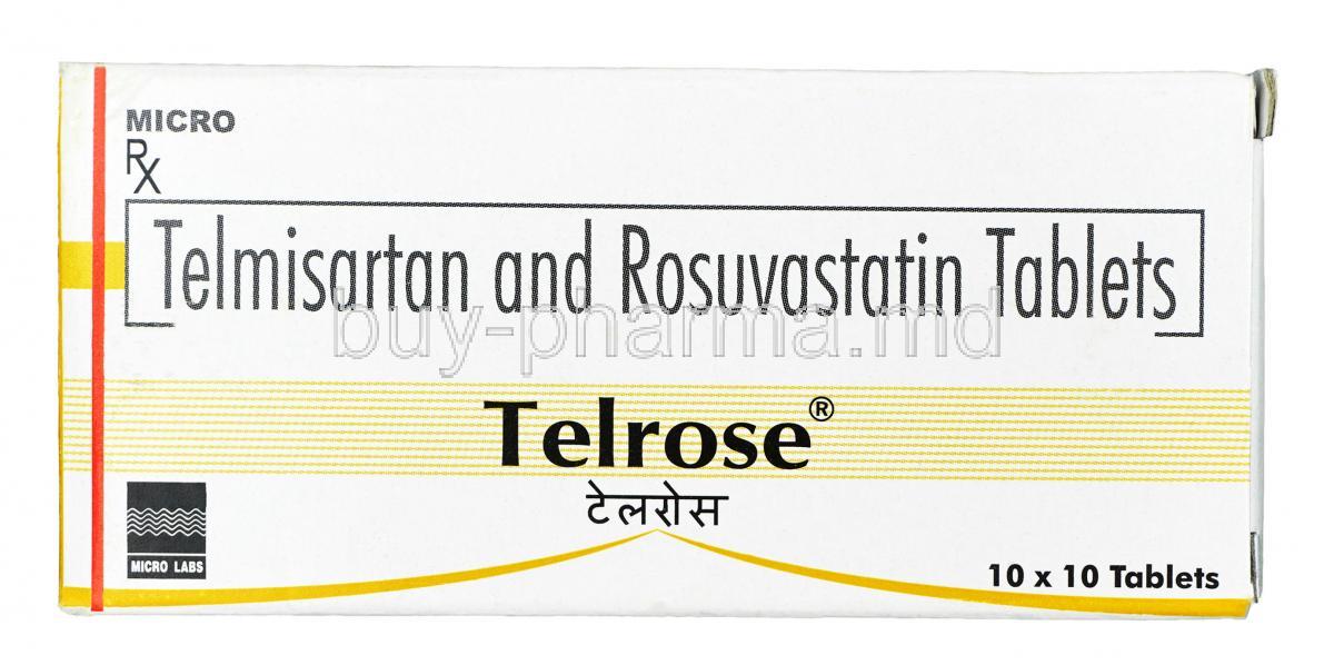 Telrose, Telmisartan 40mg / Rosuvastatin 10mg, Tablet, Box