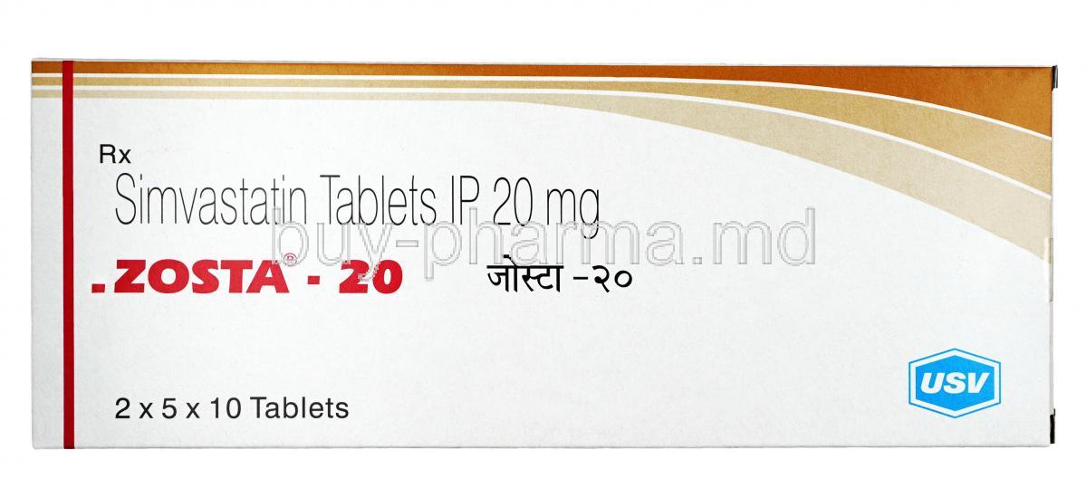 Zosta, Simvastatin 20 mg, Tablet, Box