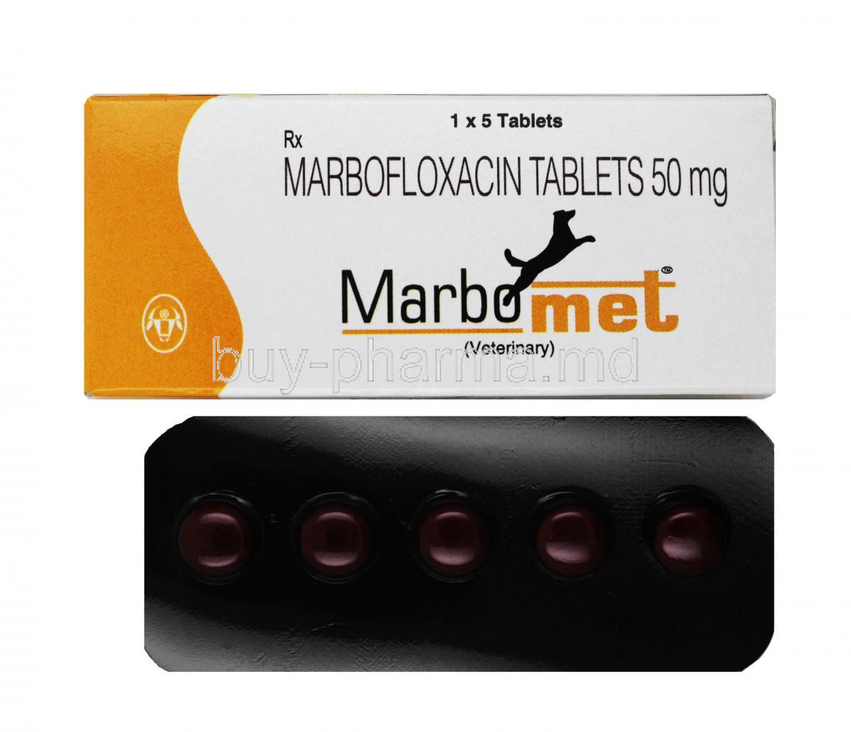 MARBOMET, Marbofloxacin 50mg,tablet, Box, sheet