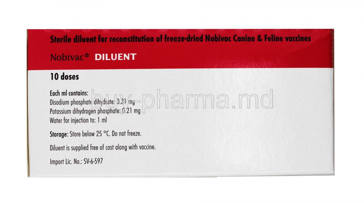 NOBIVAC Diluent, Vaccine, 10 doses, Box surface