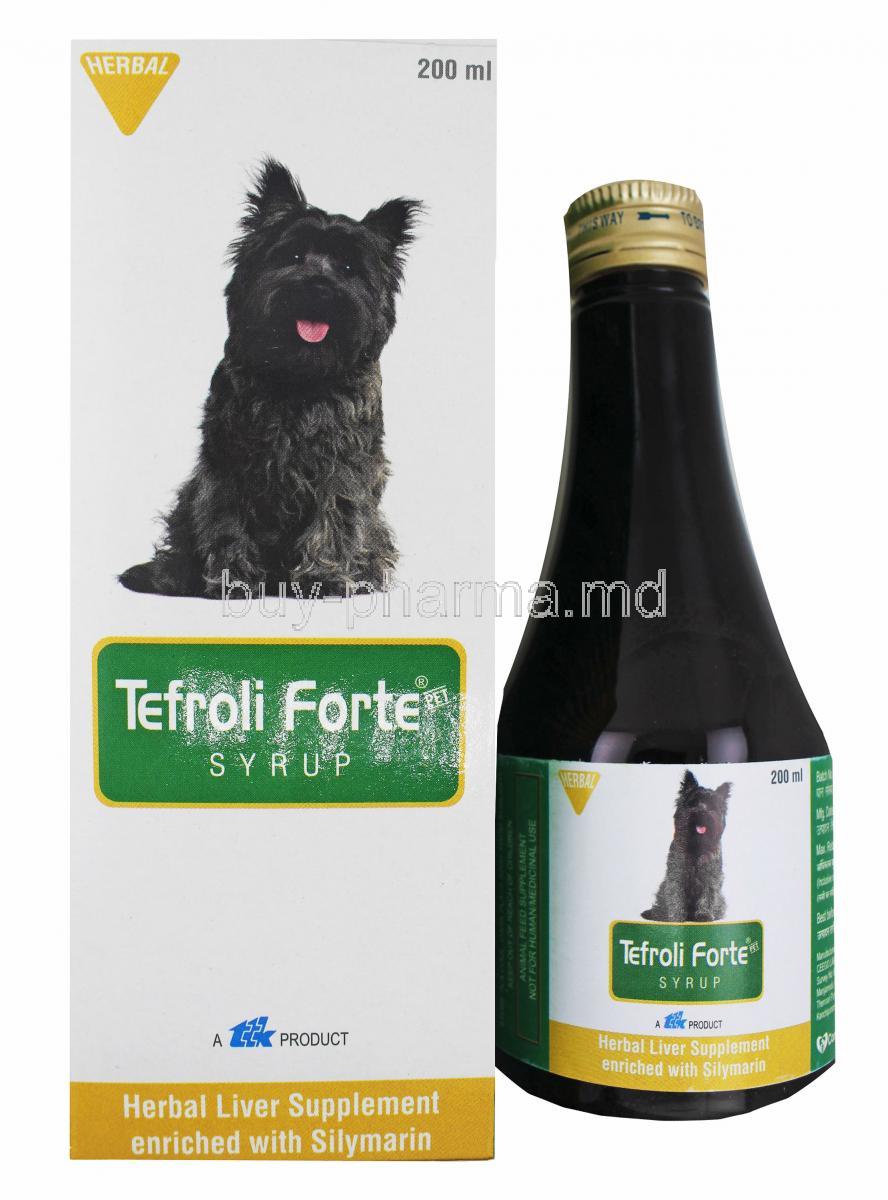 Tefroli Forte Syrup, box and bottle