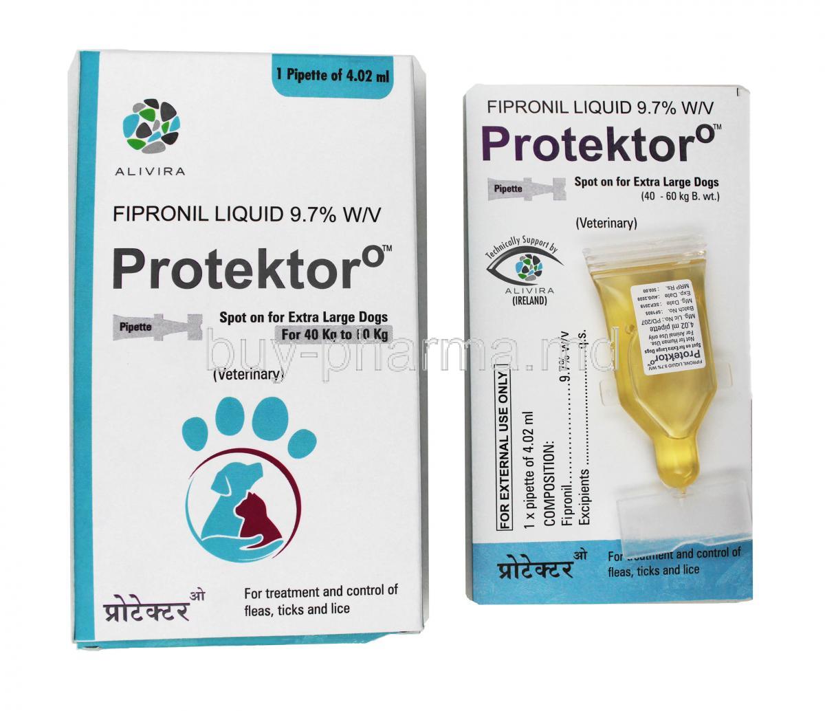 PROTEKTOR O (40-60KG) Spot on Extra Large dog, Fipronil, 4.02ml, Box and Pipette