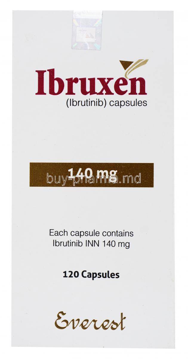Ibruxen, Ibrutinib 140mg 120 capsules, Everest, Box front presentation