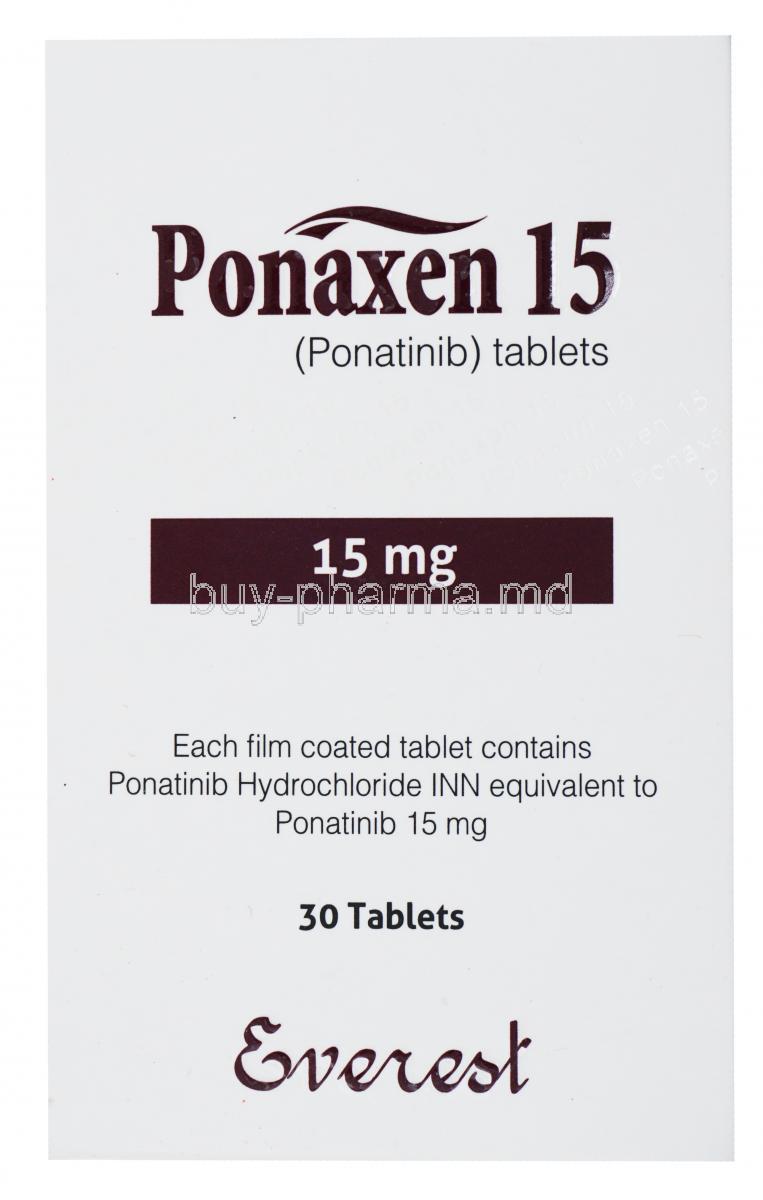 Ponaxen, Ponatinib, 15mg 30 tablets, Everest, box front presentation