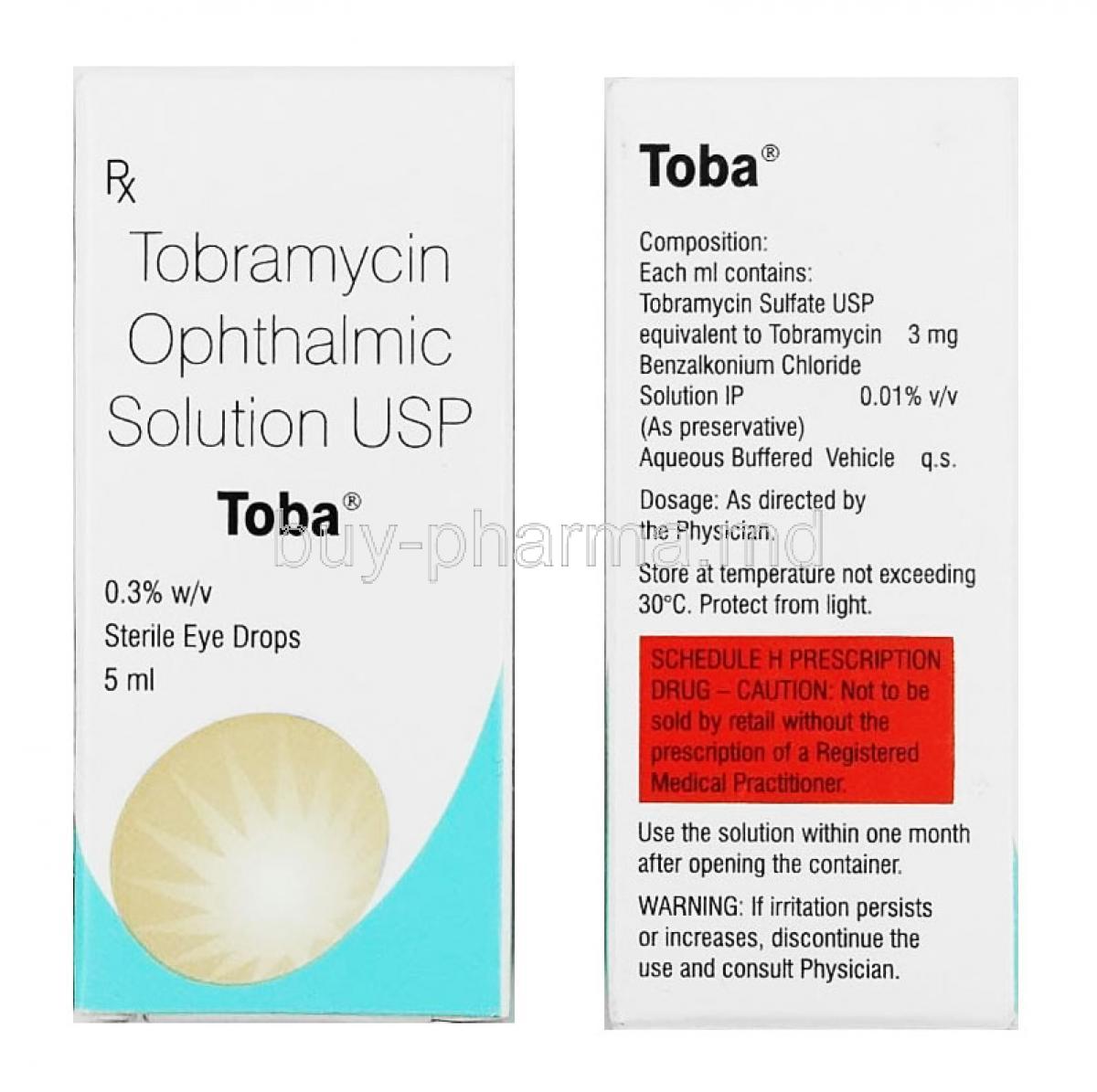 Toba Eye Drop, Tobramycin box