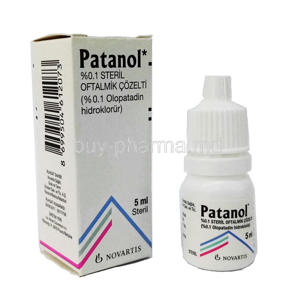 Patanol Eye Drop , Olopatadine Hydrochloride, 0.1% 5ml, Box, Bottle