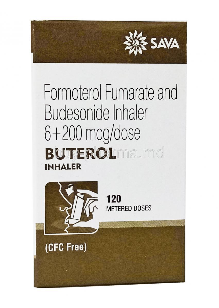 BUTEROL (CFC Free) Inhaler 200mcg+6mcg 120 MD box front