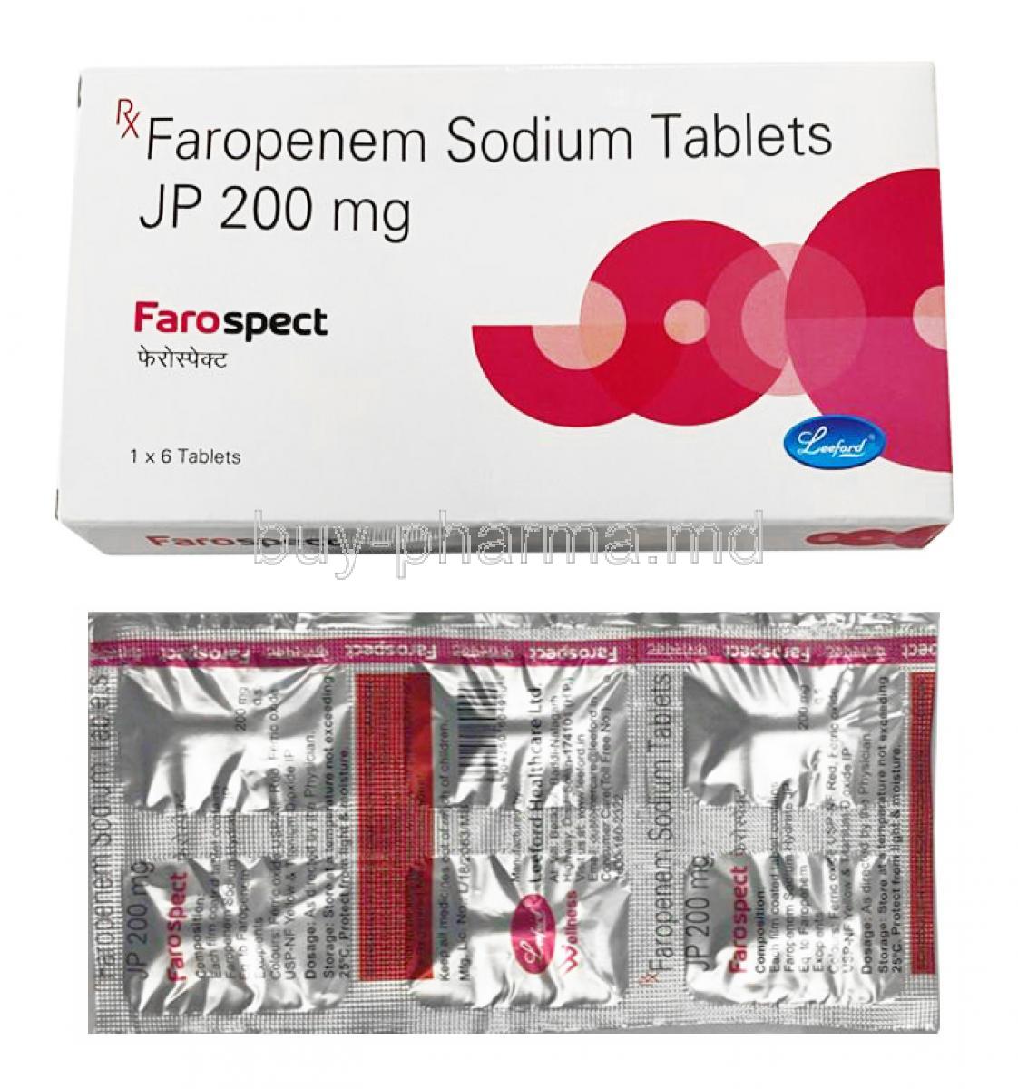 Farospect, Faropenem 200 mg box and tablet